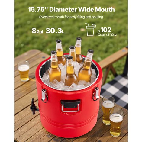 Distributeur de Boissons Isotherme 30 L, Fontaine à Eau Chaude et Froide Non Électrique avec Robinet, Conteneur Isotherme de Qualit… (1/5)