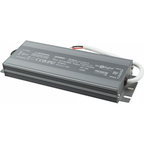 Transformateur LED PREMIUM étanche IP67 120W 12V noir Eco Light (1/2)