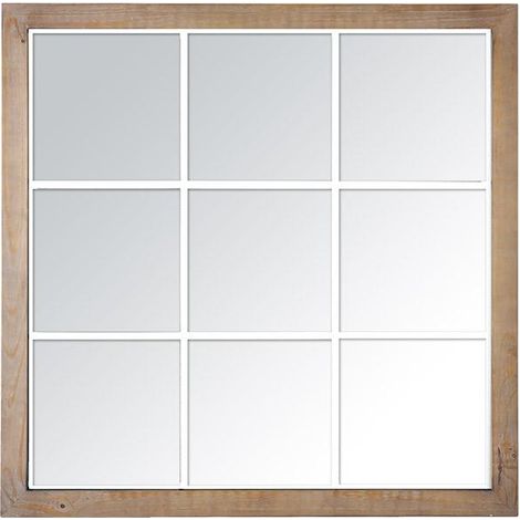 Miroir industriel carré effet fenêtre 9 vues 100x100cm (1/2)
