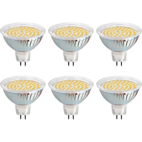 Ampoule GU5.3 LED 12V 3W Blanc Chaud 3000K, Ø50mm, Équivalent GU5.3 30W, 500LM, AC/DC 12V MR16 GU5.3 Spot LED Encastrable pour Jardin Extérieur/Entrée/Terrasse, Non-dimmable, lot de 6 [Classe énergéti (1/4)