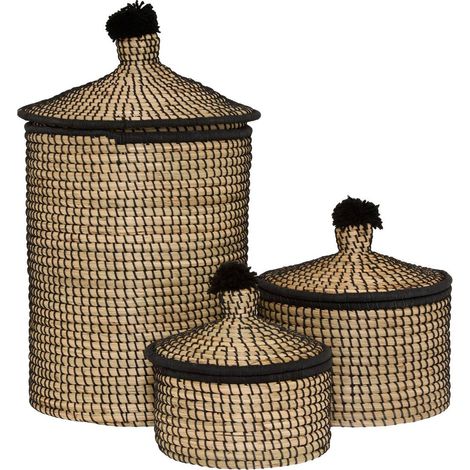 3er-Set runde Nyero-Körbe in Beige und Schwarz - Atmosphera créateur d'intérieur (1/5)