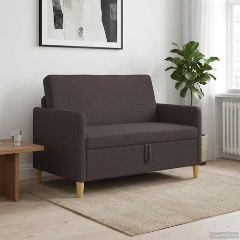 Canapé 2 places avec rangement marron foncé 122 x 78 x 87 cm en polyester - PANGIVO (1/5)