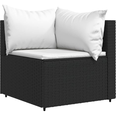 Maison Exclusive - Garten-Ecksofa mit Kissen Schwarz Poly Rattan