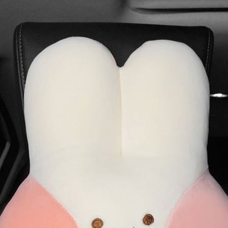 Oreiller repose-tête auto lapin joue rose peluche doux peau conviviale coussin siège cartoon mignon pour voiture 1 pièce (1/4)