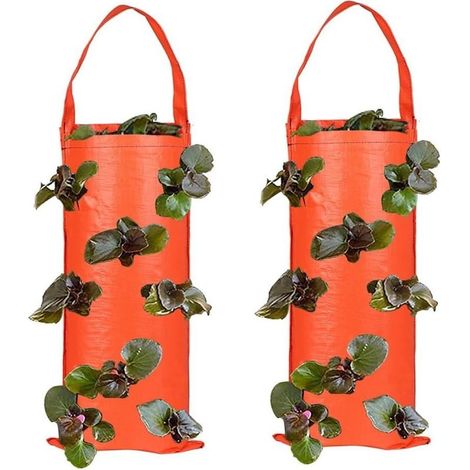 Set di 2 sacchi per la coltivazione sospesa di fragole e pomodori - Tasche multiple per la semina - Materiale resistente agli agenti atmosferici ottimizzato per l'uso esterno (1/4)