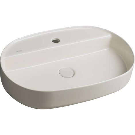 Sapho Isvea - Lavabo sobre encimera 60x40 cm, orificio para grifo, ivory 10NF65060-2K (1/4)