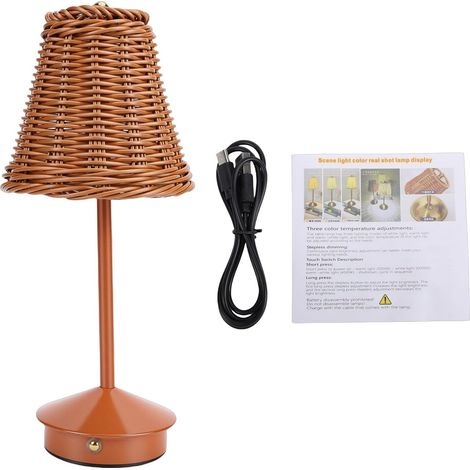 Lampe de Table en Rotin Lecture LED Rechargeable avec 3 (1/5)