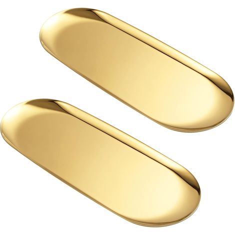 plateau ovale en acier inoxydable doré 22,9 cm finition miroir lot de 2 rangement bijoux cosmétiques salle de bain