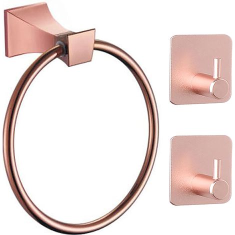 Towel Ring - Brushed Nickel - Round Wall Mounted - For Bathroom Bedroom Cosmetic Room - 1 Piece (1/5)