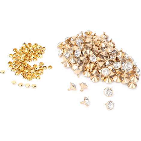 Clous à perçage rapide incrustés de cristaux en tissu, 12 mm, capuchons ronds, adaptés à la décoration artisanale du cuir (argent). (1/2)
