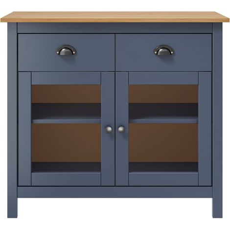 Maison Exclusive - Mesita de noche Hill madera maciza de pino gri (1/4)