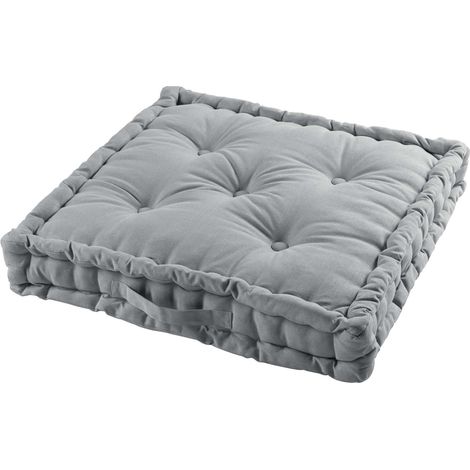 Coussin de sol matelassé en coton gris 60cm