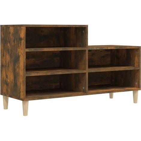 Meuble à chaussures, chêne fumé, 102 x 36 x 60 cm, bois d'ingénierie (1/5)