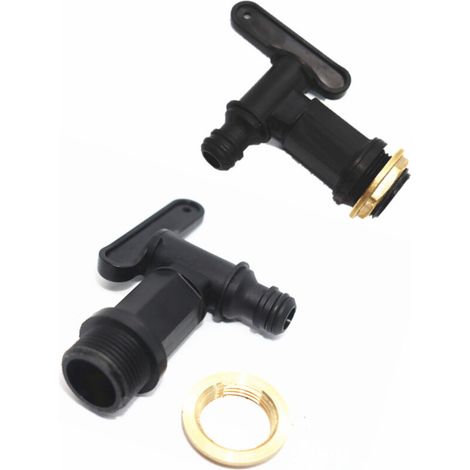 2 Pièces Robinet Cuve Plastique, Robinet Fileté Mâle 3/4'' pour Collecteur Récupérateur Eau Pluie, Adaptateur de boîte de Rangement d'eau IBC Robinet de Rechange de Tuyau d'arrosage