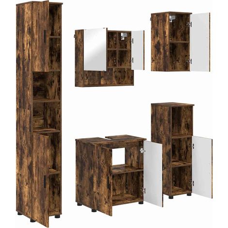 Maison Exclusive - Sada koupelnového nábytku 5 ks Kouřový dub 61 x 35 x 64 cm (1/5)
