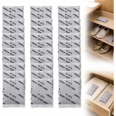 Lot de 30 Sachets de Charbon Actif 10g, Absorbeur d’Odeurs Naturel au Charbon de Bambou, Purificateur d‘Air et Anti-Humidité pour Maison, Voiture, Armoire (1/5)