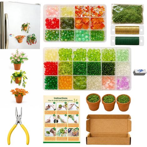 Kit de bricolage pour plantes en perles - Kit complet pour 3 plantes (1/5)