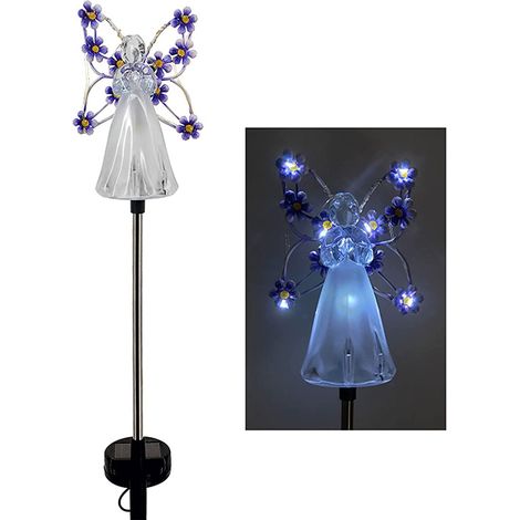 Lumières solaires extérieures de jardin, lumières décoratives d'ange solaire, lumières de piquet solaire pour le jardin de tombe de cimetière (1/5)