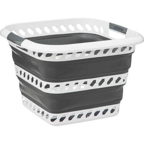 Cesto de la ropa plegable 40l gris y blanco - 5five