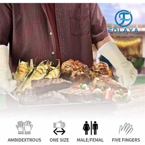 Gants de Barbecue - - Taille Universelle - Résistance jusqu'à 500°C - Confort en Aramide - Antidérapants (1/4)
