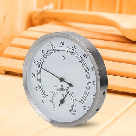 2-in-1 Edelstahl-Dampfbad-Sauna-Raumthermometer-Hygrometer Thermo-Hygrometer für den Innenbereich (1/5)