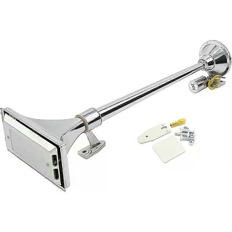 640 mm extra laute, quadratische Einzelhorn-Lufthupe für Sattelzüge, 12 V/24 V, mit elektrischem Ventil und Schlauch, Kfz-Ersatzteil (1/4)
