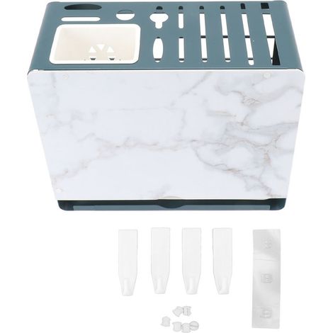 Bloc multifonctionnel pour couteaux avec planche à découper blanche et support pour couvercles de casseroles, idéal pour l'organisation du plan de travail et le rangement de la cuisine. Fixation mural