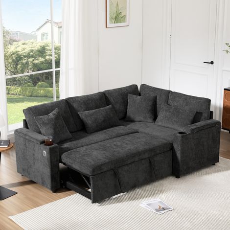 Canapé d'angle convertible droit avec rangement OKMYHOME (1/5)