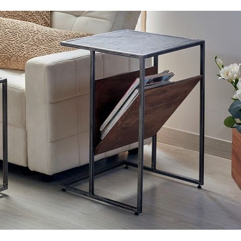 Table d'appoint en pierre d'acacia/pierre 45X40X61 cm. 45X40X61 cm