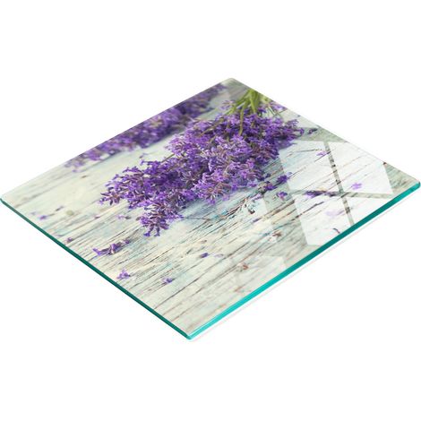 Tagliere da cucina in vetro temperato con grafica a lavanda, 60x52 cm (1/5)