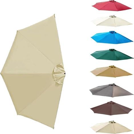 270cm Toile De Rechange pour Demi-Parasol, 5 Baleines Auvent De Rechange pour Parasol De Terrasse Bourgogne Tissu De Rechange(Sand)