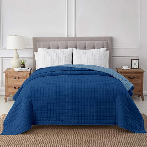 Trapuntino Coperta Primaverile Bicolore Trapunta Anallergica Piumino Mezza Stagione e Antiacaro Colorato Tinta Unita Made in Italy Royal/Azzurro - Una piazza e mezza