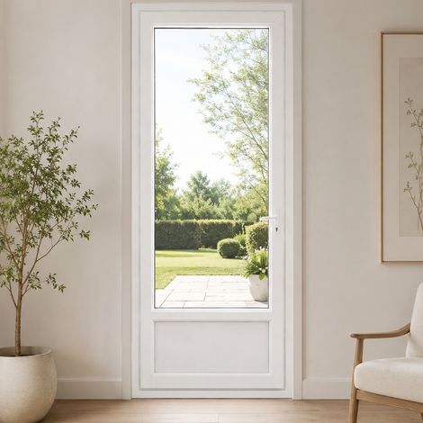 Porte fenêtre PVC blanc 1 vantail hors tout H 208 x L 86 cm ouverture française pour pose en neuf - tirant gauche