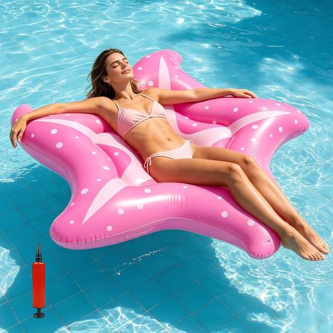 Matelas Gonflable Piscine, Bouee Piscine Adulte, 150cm Flotteur Gonflable Étoile De Mer, Flottant Hamac Gonflabl avec Une Pompe À Air, pour Matelas De Natation pour Mer, Plage Et Piscin (1/5)