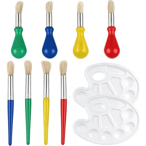 Pinceaux Peinture Aquarelle Lot de 10 Pièces - Kit de Pinceaux Professionnels en Nylon pour Peinture Acrylique, Gouache, Huile et Maquillage Artistique - Ensemble avec 2 Palettes de Mélange pour Artis (1/5)