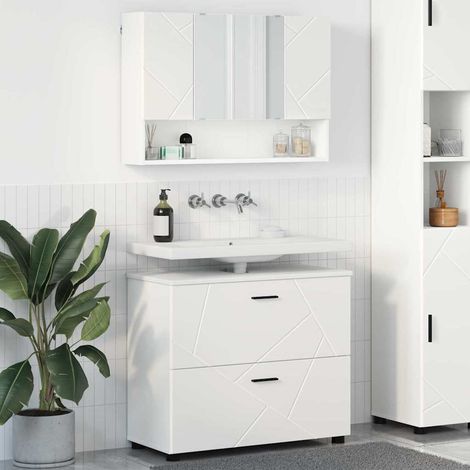 Bathroom Furniture Set 2 pcs White Engineered Wood and Metal vidaXL (1/5)
