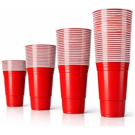 Gobelet de fête 473 ml / 16 oz – Gobelets de Beer Pong réutilisables, Gobelets rouges extra forts, gobelets en plastique rouges pour bière pong, fêtes, camping, enterrements de vie de (1/5)