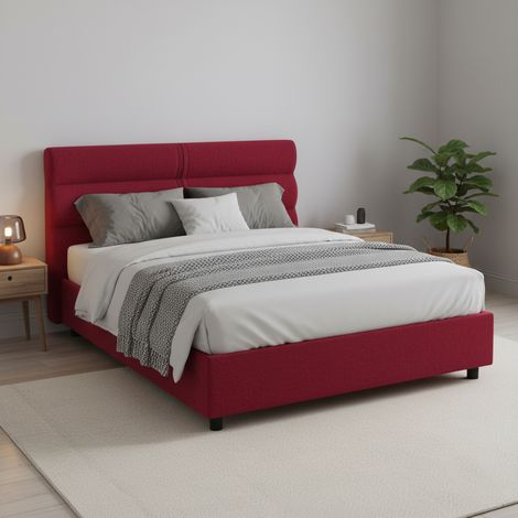 Cama de una plaza y media Brinzio, colchón incluido, desmontable Made in Italy, con cajón, rojo (1/5)