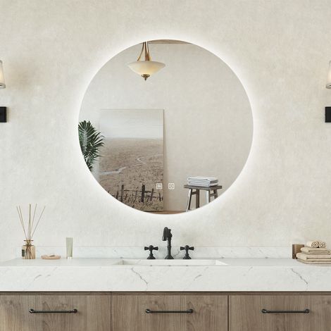 Specchio bagno Tondo 50cm Retroilluminato Con Led, Antiappannamento + 3 Luci (1/5)