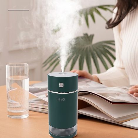 Humidificateur d'arômes ultrasonique Caixia Cup 2-en-1, grand format, pour bureau, maison, petit format, USB, silencieux, pour voiture, aux huiles essentielles, vert (1/5)