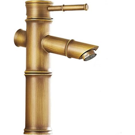 Robinet de salle de bain, mitigeur de lavabo cascade, robinet de lavabo monotrou avec flexible d'arrivée de 60 cm, bronze (1/3)