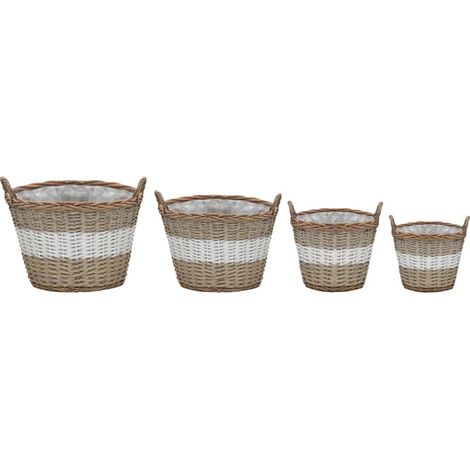 4 pcs Lits surélevés,Jardinière Osier avec doublure en PE CFW39948 (1/5)