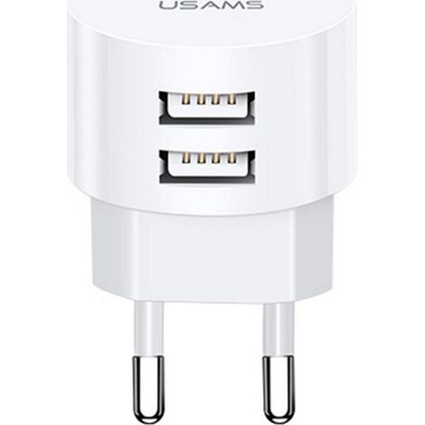 Usams T20 2,1A 2xUSB-Wandladegerät – ohne Kabel – weiß
