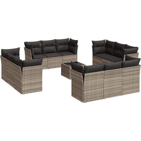 Maison Exclusive - Set Divani Giardino 13 pz con Cuscini Grigio Chiaro Polyrattan (1/3)