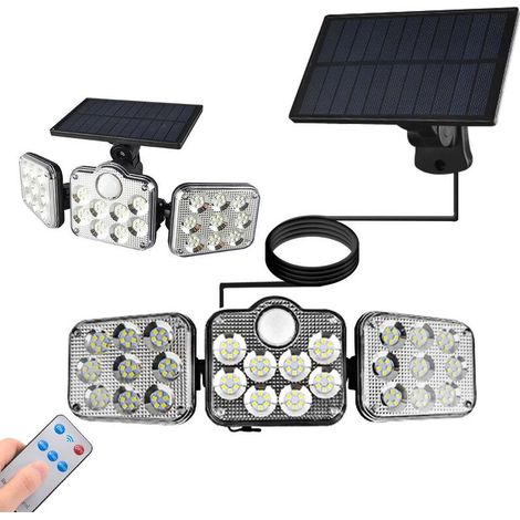 VURAHOME - Lumière Solaire Extérieure, avec Détecteur de Mouvement 138 LED, Projecteur LED Spot Mural avec télécommande 1.8W (1/5)