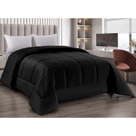 COUETTE Couette en velours doux NOIR effet plume 2 lits doubles ELISIR (1/5)