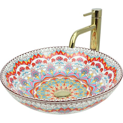 GTM Design Aufsatzwaschbecken 40 cm - Glanz Modern Waschbecken ohne Hahnloch - Elegante Aufsatzwaschbecken Oval für Badezimmer und Gäste WC - nur Bad Waschbecken (1/5)