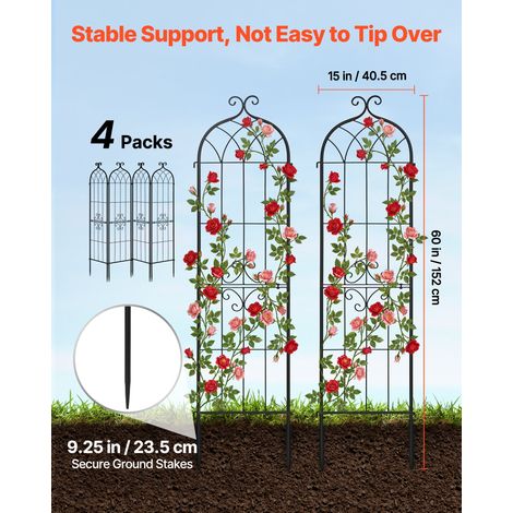 Treillis de Jardin Métal 40,5x152 cm Support de Plante Grimpante Lot de 4 Treillis pour Rosiers, Tomates, Concombres, Fleurs Légume… (1/5)