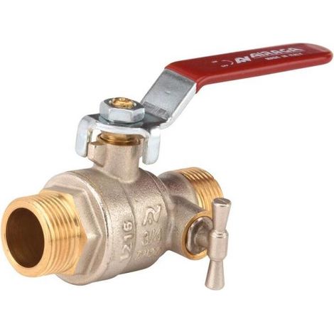 Sferaco – Robinet équerre d'arrêt laiton M-M 20x27 à purge – Passage réduit – Poignée aluminium rouge – Certifié NF pour réseaux d'eau (1/2)