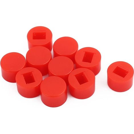 10 pièces rond en forme bouton tactile couvercle protection rouge pour 5,8 mm x 3,8 plaque sécurité (1/2)